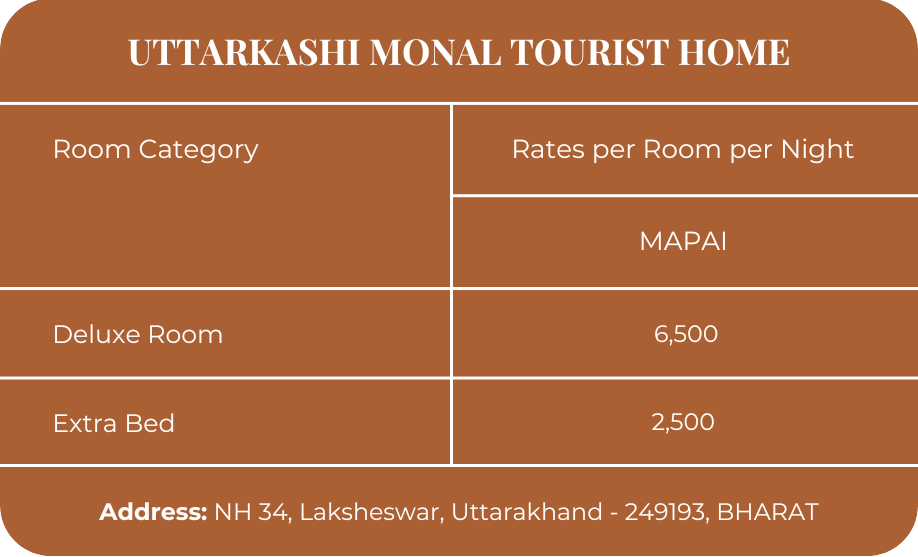 Uttarkashi Monal Tourist Tariff